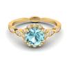 Aquamarine Yellow Gold Halo Engagement Ring Floral Crown