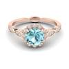 Aquamarine Rose Gold Halo Engagement Ring Floral Crown