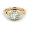 Diamond Yellow Gold Halo Engagement Ring Floral Crown