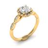 Diamond Yellow Gold Halo Engagement Ring Floral Crown