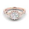 Diamond Rose Gold Halo Engagement Ring Floral Crown