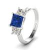 Blue Sapphire White Gold Princess Cut Engagement Ring Capri