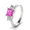 Pink Sapphire White Gold Princess Cut Engagement Ring Capri
