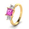 Pink Sapphire Yellow Gold Princess Cut Engagement Ring Capri