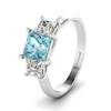 Aquamarine White Gold Princess Cut Engagement Ring Capri