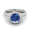Blue Sapphire White Gold Halo Engagement Ring Edelweiss