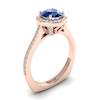 Blue Sapphire Rose Gold Halo Engagement Ring Edelweiss