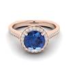 Blue Sapphire Rose Gold Halo Engagement Ring Edelweiss