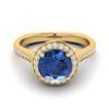 Blue Sapphire Yellow Gold Halo Engagement Ring Edelweiss