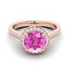 Pink Sapphire Rose Gold Halo Engagement Ring Edelweiss