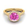 Pink Sapphire Yellow Gold Halo Engagement Ring Edelweiss