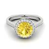 Yellow Sapphire White Gold Halo Engagement Ring Edelweiss