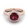 Rhodolite Garnet Ring Rose Gold Halo Edelweiss