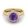 Amethyst Yellow Gold Halo Engagement Ring Edelweiss
