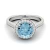 Aquamarine White Gold Halo Engagement Ring Edelweiss