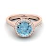 Aquamarine Rose Gold Halo Engagement Ring Edelweiss