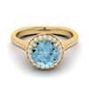 Aquamarine Yellow Gold Halo Engagement Ring Edelweiss