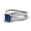 Blue Sapphire White Gold Princess Cut Engagement Ring Florentine