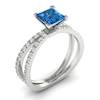Blue Sapphire White Gold Princess Cut Engagement Ring Florentine