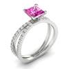 Pink Sapphire White Gold Princess Cut Engagement Ring Florentine