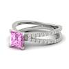 Pink Sapphire White Gold Princess Cut Engagement Ring Florentine