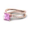 Pink Sapphire Rose Gold Princess Cut Engagement Ring Florentine
