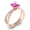 Pink Sapphire Rose Gold Princess Cut Engagement Ring Florentine