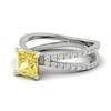 Yellow Sapphire White Gold Princess Cut Engagement Ring Florentine