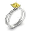 Yellow Sapphire White Gold Princess Cut Engagement Ring Florentine