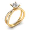 White Sapphire Yellow Gold Princess Cut Engagement Ring Florentine