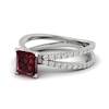 Garnet Ring White Gold Princess Cut Florentine