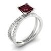 Garnet Ring White Gold Princess Cut Florentine