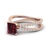 Garnet Ring Rose Gold Princess Cut Florentine