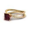 Garnet Ring Yellow Gold Princess Cut Florentine