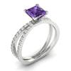 Amethyst White Gold Princess Cut Engagement Ring Florentine