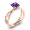 Amethyst Rose Gold Princess Cut Engagement Ring Florentine