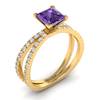 Amethyst Yellow Gold Princess Cut Engagement Ring Florentine