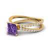Amethyst Yellow Gold Princess Cut Engagement Ring Florentine