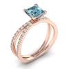 Aquamarine Rose Gold Princess Cut Engagement Ring Florentine