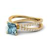 Aquamarine Yellow Gold Princess Cut Engagement Ring Florentine