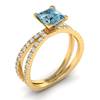 Aquamarine Yellow Gold Princess Cut Engagement Ring Florentine