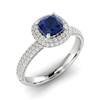 Blue Sapphire White Gold Cushion Cut Engagement Ring Milky Way