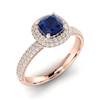 Blue Sapphire Rose Gold Cushion Cut Engagement Ring Milky Way