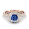 Blue Sapphire Rose Gold Cushion Cut Engagement Ring Milky Way