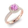 Pink Sapphire Rose Gold Cushion Cut Engagement Ring Milky Way