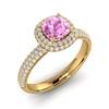 Pink Sapphire Yellow Gold Cushion Cut Engagement Ring Milky Way