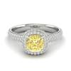Yellow Sapphire White Gold Cushion Cut Engagement Ring Milky Way