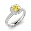 Yellow Sapphire White Gold Cushion Cut Engagement Ring Milky Way