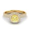 Yellow Sapphire Yellow Gold Cushion Cut Engagement Ring Milky Way