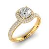 Diamond Yellow Gold Cushion Cut Engagement Ring Milky Way